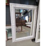 White painted ornate rectangular mirror