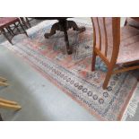 20th Century woolen floor rug in salmon pink 290x180cm