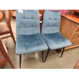 Pair of blue suede effect dining chairs