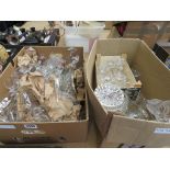 Two boxes of crystal and glassware