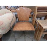 Rattan and wrought iron chair