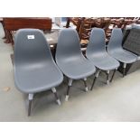 Set of 4 Eames style plasic tub chairs