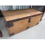 Pine and metal bound trunk