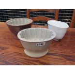 Three ceramic jelly moulds