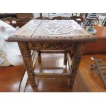 Carved oak stool