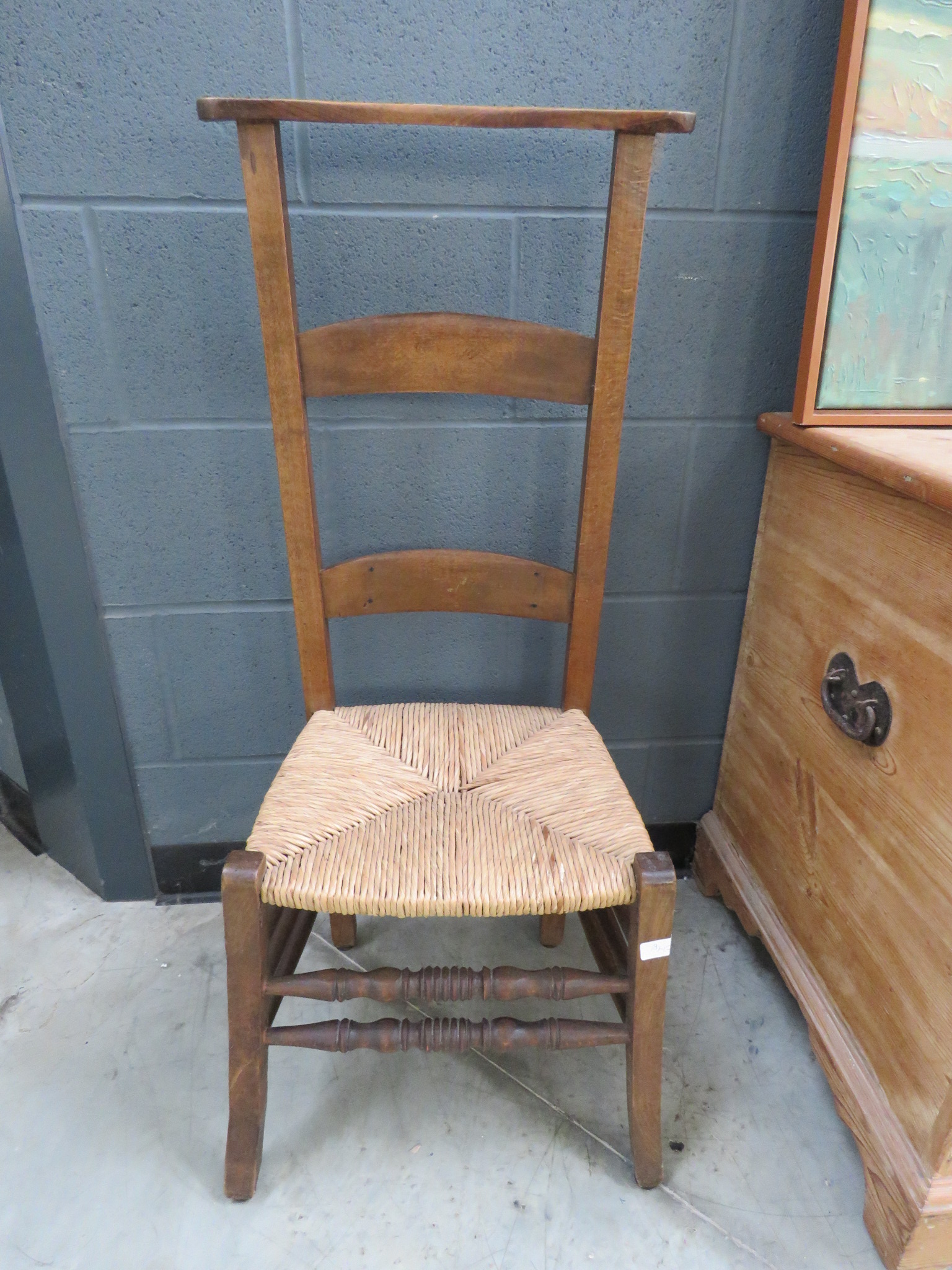 Beech and rush seated prayer chair