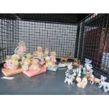 Cage of Cherished Bears and display stand, Wade figures and Russian badger