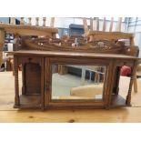 Arts and crafts style oak wall oak cabinet with a double sided mirror (with key)