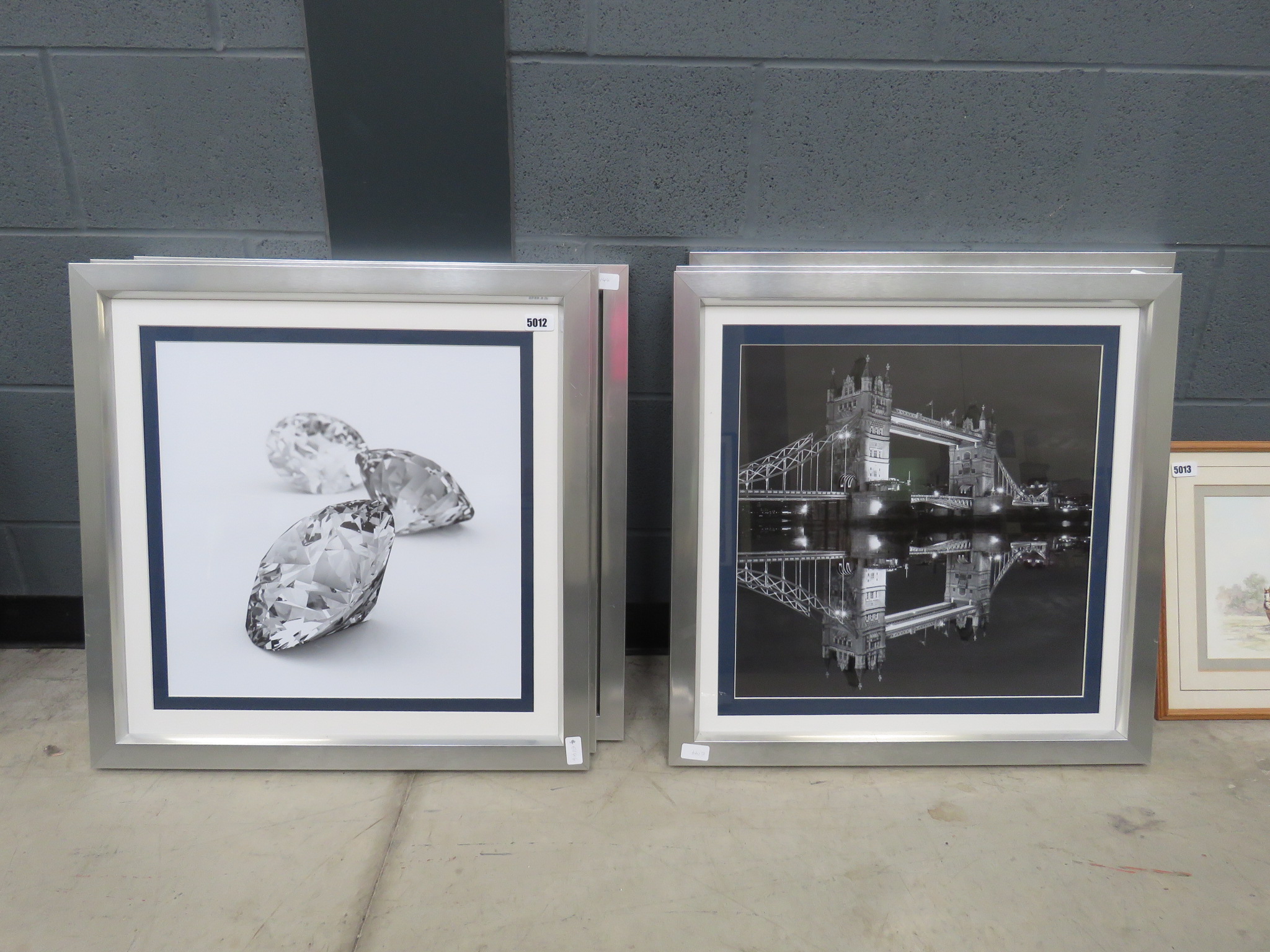 Six contemporary photographic prints depicting scenes of London and diamonds