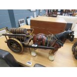 Model of a dray horse and cart
