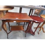 Edwardian mahogany occasional table together with a cherry wood circular table