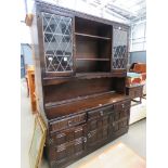 Oak glazed and leaded dresser/display unit