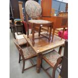 1920/30's oak extending dining table together with 4 loosely Art Deco chairs