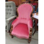 5324 Victorian pink button back armchair