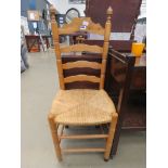 Rush seated ladderback dining chair