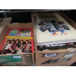 Box of Pop group annuals, box of Disney and other books and a box cards