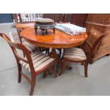 Reproduction yew circular dining table with four matching chairs