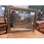 Fire screen depicting a hunt