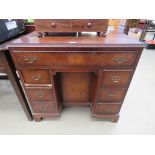 Reproduction yew cross banded kneehole desk