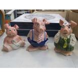 3 Natwest Wade pigs: Woody, Maxwell, and Annabelle