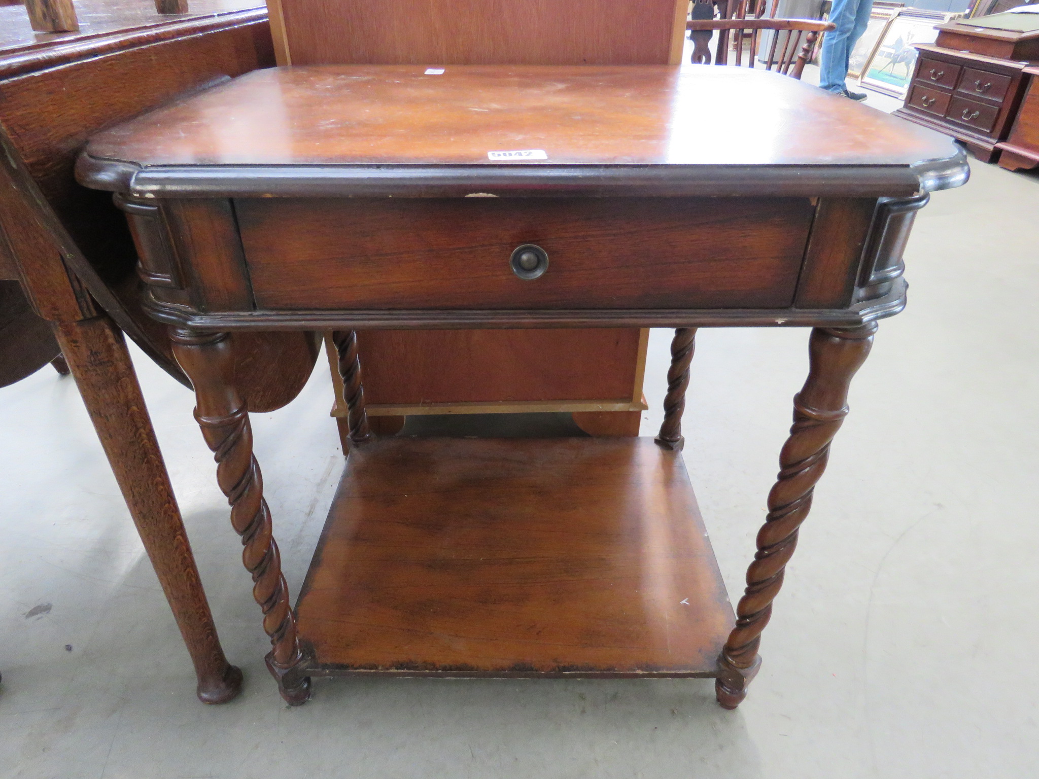 Reproduction side table with single drawer