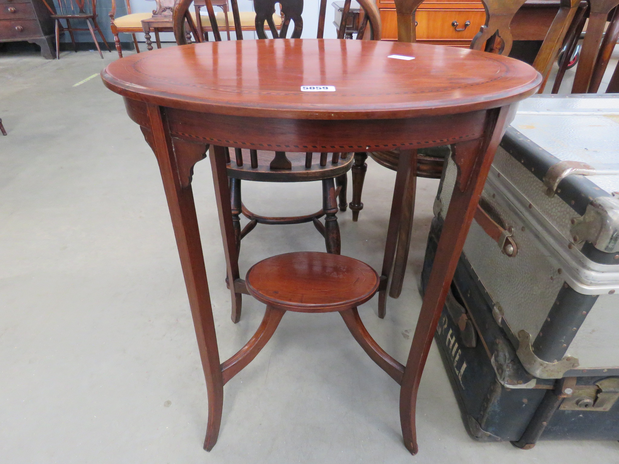 Edwardian mahogany marquetry oval occasion table