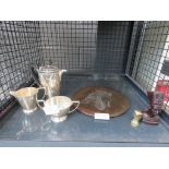 Mappin & Webb silver plated tea service, copper plate, etc.