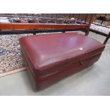 Brown leatherette ottoman