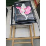 3 Marylin Monroe photgraphic pictures, Mrs Smith plaque, and clothes rack