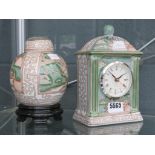 Chinese ginger jar and cover with matching clock