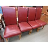 5287 Set of 4 burgundy leatherette dining chairs