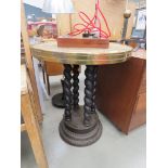 Anglo-Indian brass tray table on barley twist base