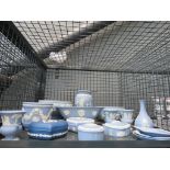 Cage of blue and white Wedgwood Jasperware