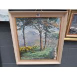 Oil on board of a woodland signed 'Aldis Martin'