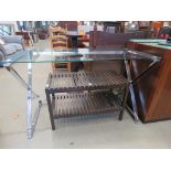 Contemporary chromed and glass desk