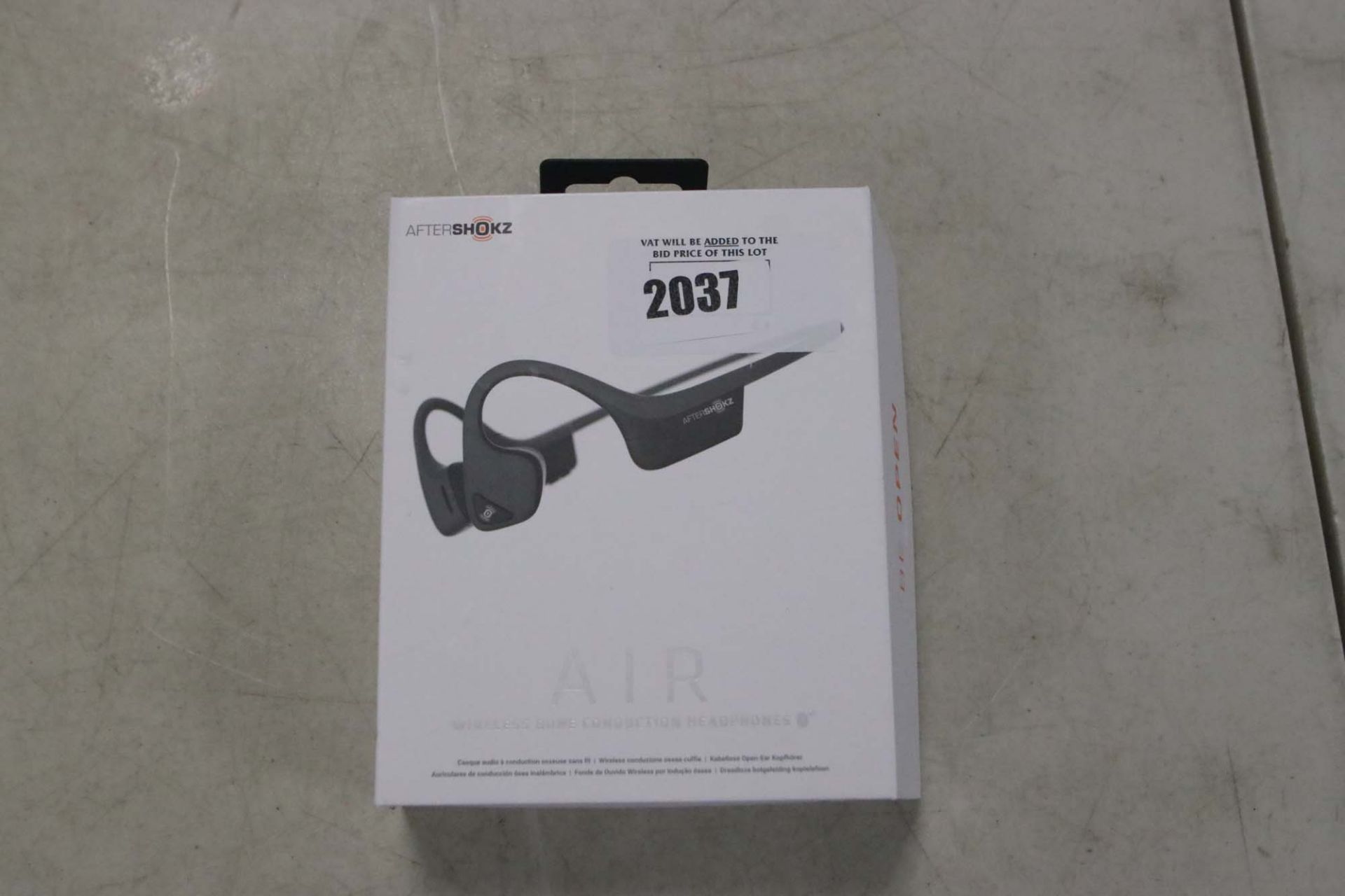 Aftershokz Air wireless bone conduction headphones in box