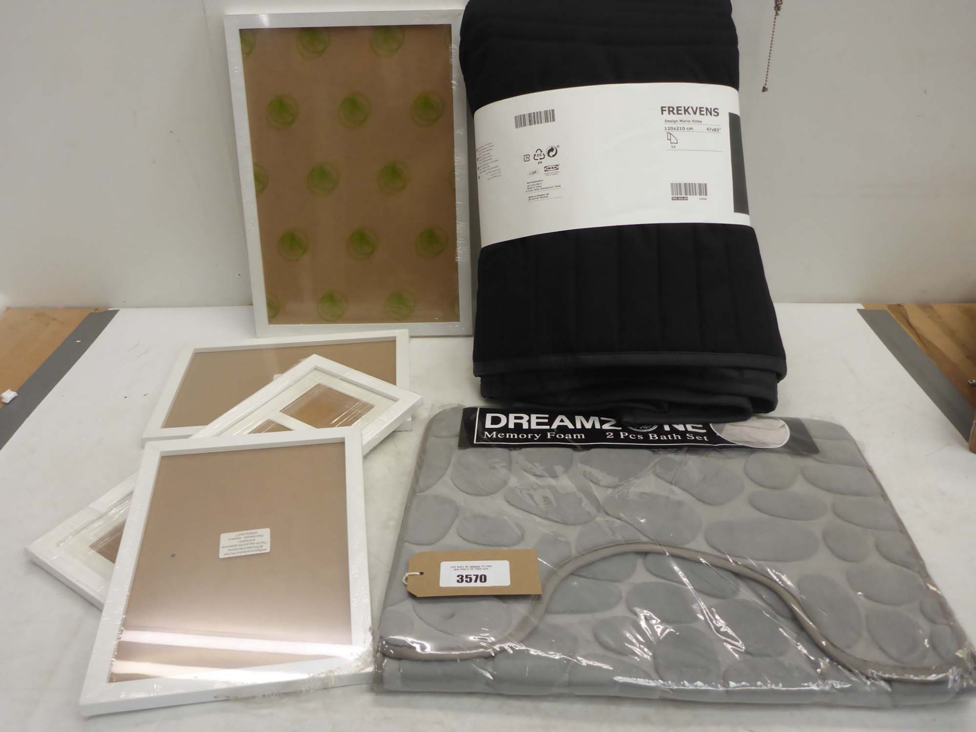 Large Ikea Frekvens throw, bath mat and set of picture frames