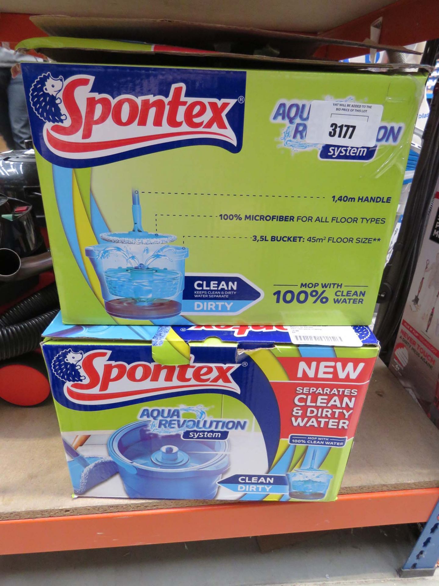 Two Spontex Aqua Revolution mop buckets