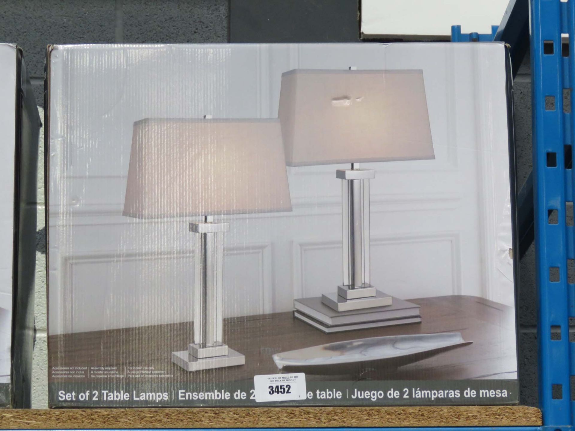 Pair of bridge design table lamps in box