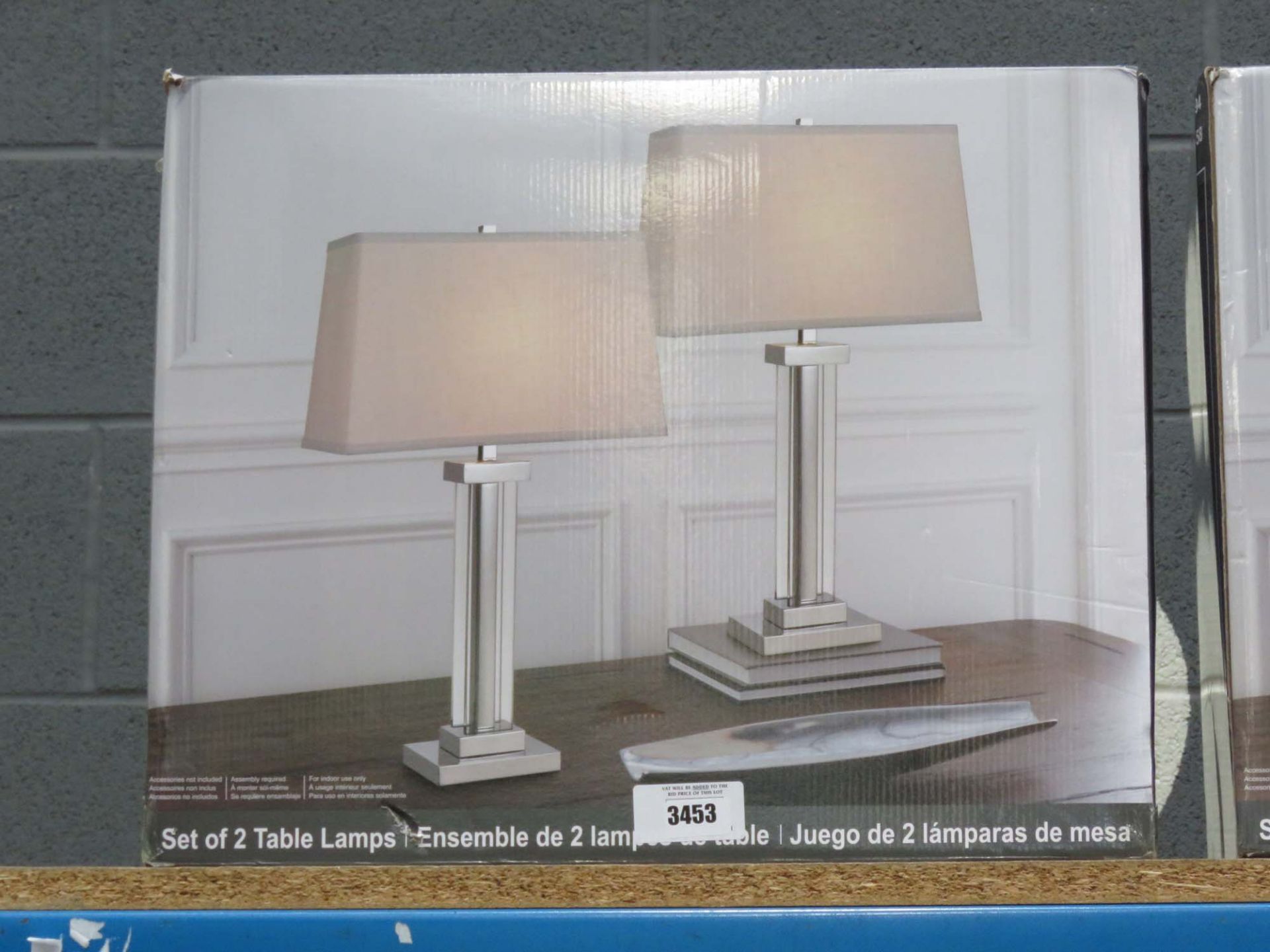 Pair of bridge design table lamps in box