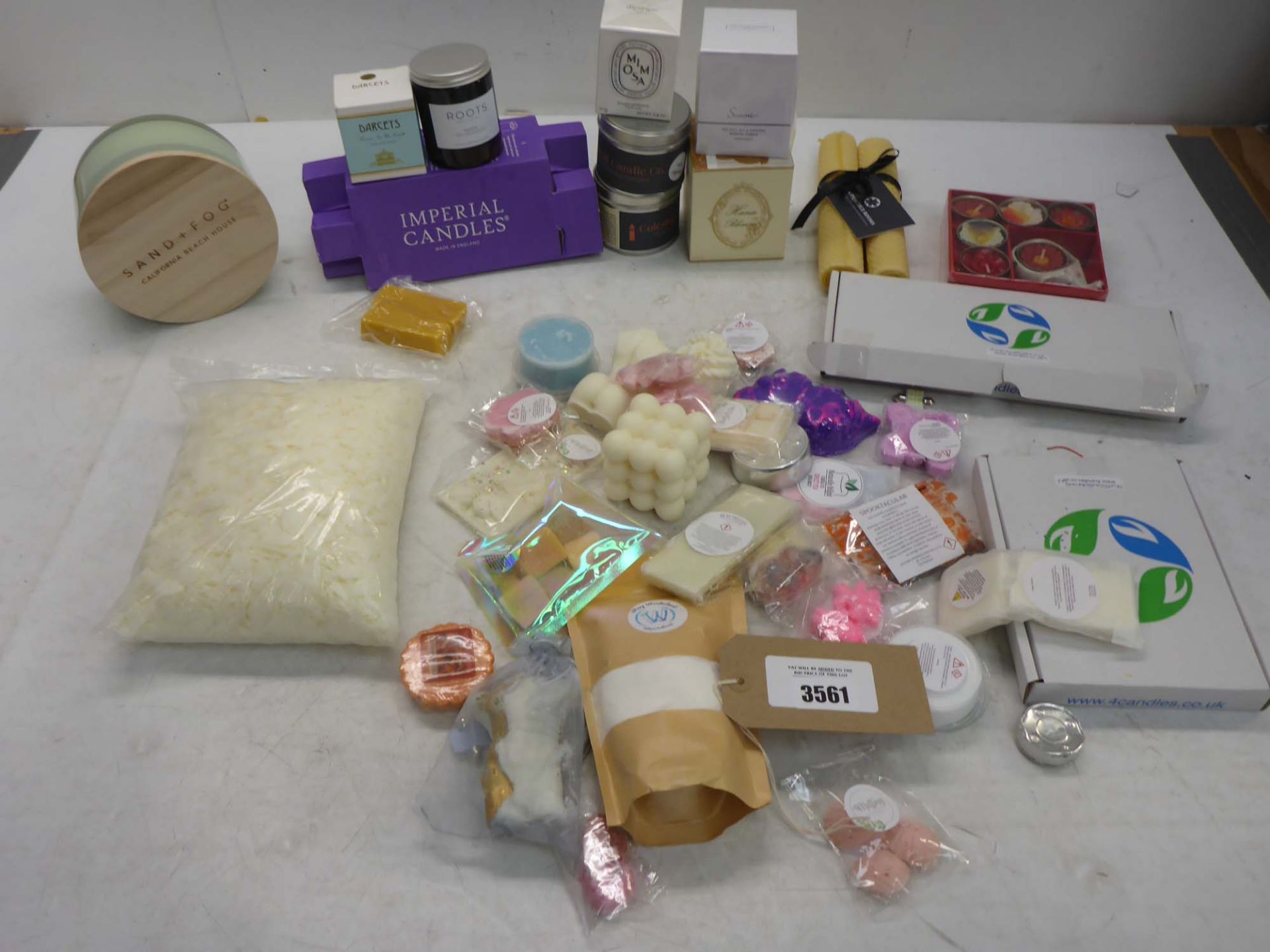 Selection of scented candles and wax melts including Darceys, Sand & Fog, Roots etc