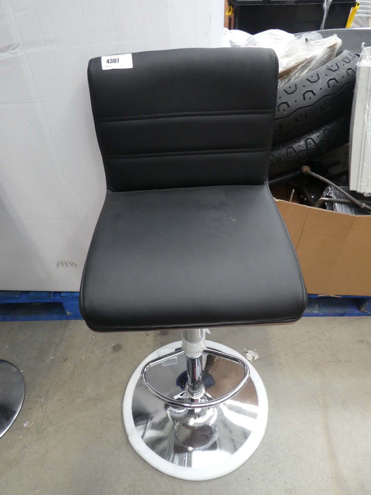 Black highback chrome based bar stool