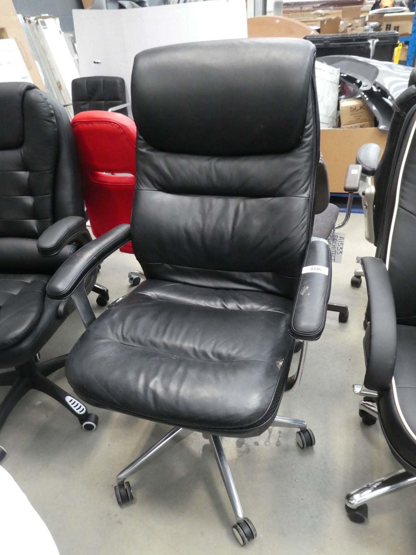 Black highback swivel armchair