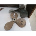 2 metal boat propellers