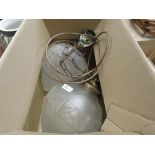 2 modern art deco style ceiling lights with glass globe shades