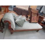 Victorian mahogany and upholstered chaise