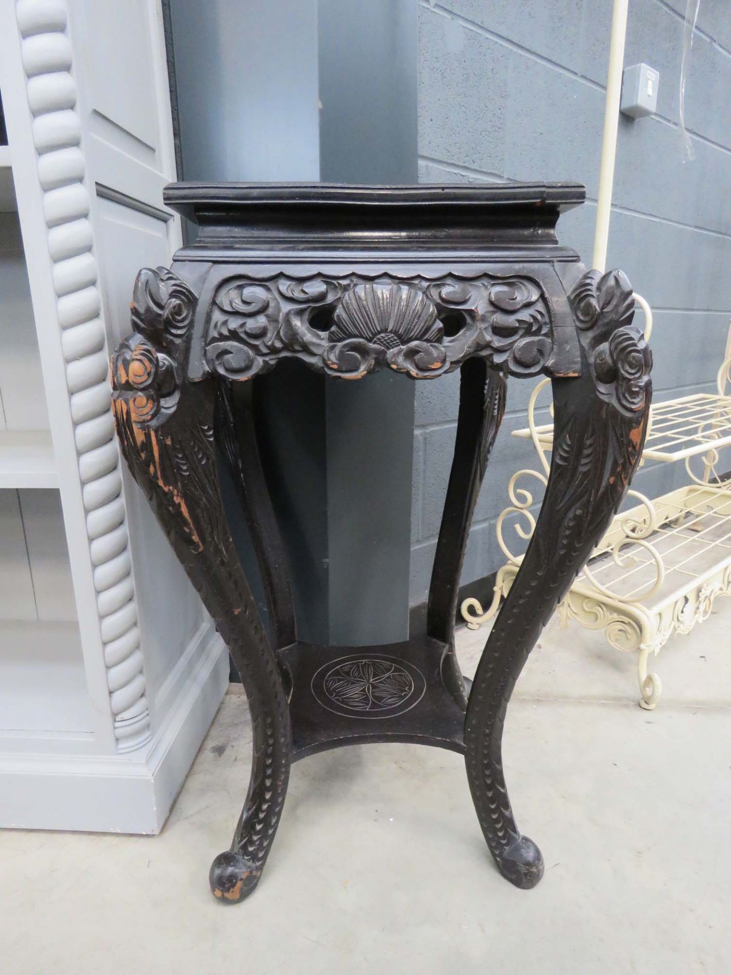 Chinese style 2 tier ebonised table