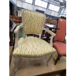Louis XV style florally decorated armchair