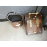 Victorian brass mounted coal scuttle and a copper coal scuttle