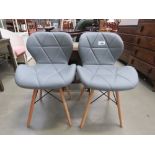 Pair of grey dining chairs on beech legs